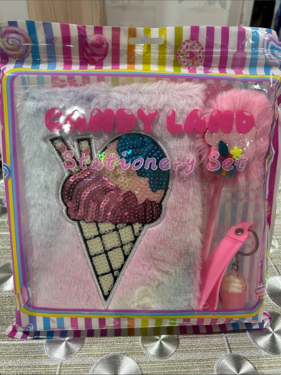 Other - Candy Land Pink Fuzzy Ice Cream Stationery Set